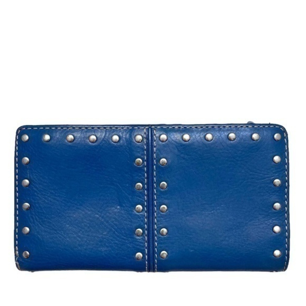 Michael kors blue leather micro studs studded vintage wallet